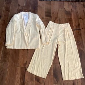 Topshop 2 piece SUIT Sandy One Button Notch Lapel Blazer& Pleated Wide Leg Pants